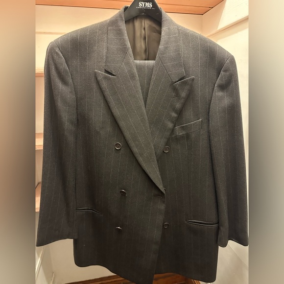 Giorgio Armani Other - Giorgio Armani Mens pinstripe suit 42 Regular suit dark grey and white wool suit